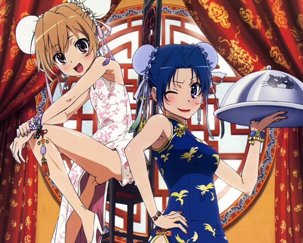 Anime picture 2560x2048 with toradora j.c. staff aisaka taiga kawashima ami highres chinese clothes chinese dress