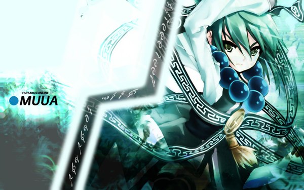 Anime picture 1920x1200 with tartaros online muua highres wide image aqua eyes aqua hair girl hosizoragensou