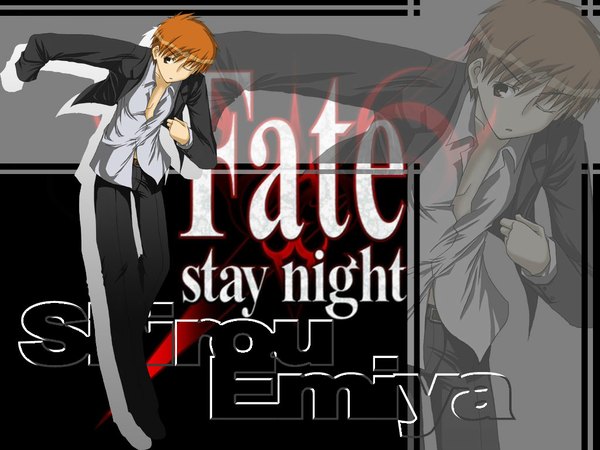Anime picture 1024x768 with fate (series) fate/stay night studio deen type-moon emiya shirou wallpaper boy