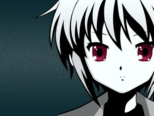 Anime picture 1400x1050 with suzumiya haruhi no yuutsu kyoto animation nagato yuki red eyes close-up multicolored girl