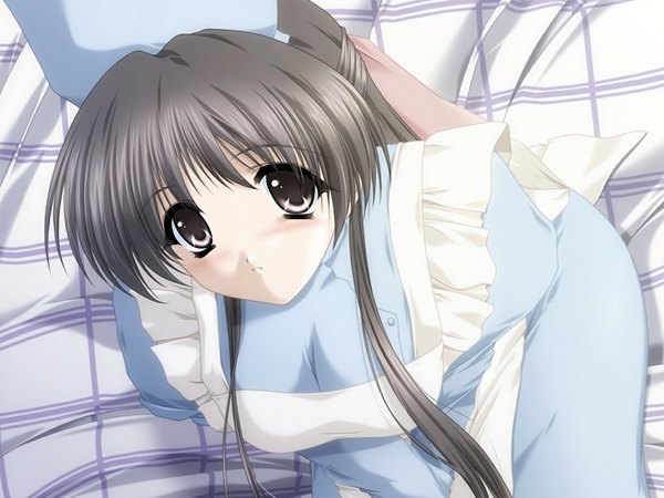 Anime picture 1024x768 with nursery song (game) long hair black hair game cg black eyes nurse girl