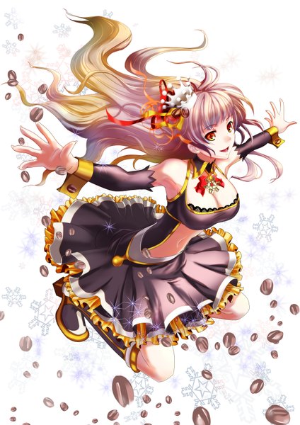 Anime picture 2480x3508 with original mirey single long hair tall image highres breasts brown hair large breasts orange eyes girl dress detached sleeves boots crown
