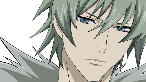 Anime picture 4200x2363 with togainu no chi nitro+chiral akira (tnc) morrow single highres short hair wide image absurdres grey hair grey eyes portrait close-up transparent background vector boy