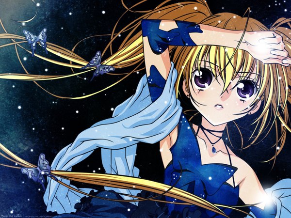 Anime picture 1600x1200 with shugo chara! hoshina utau blonde hair purple eyes twintails vector girl insect butterfly