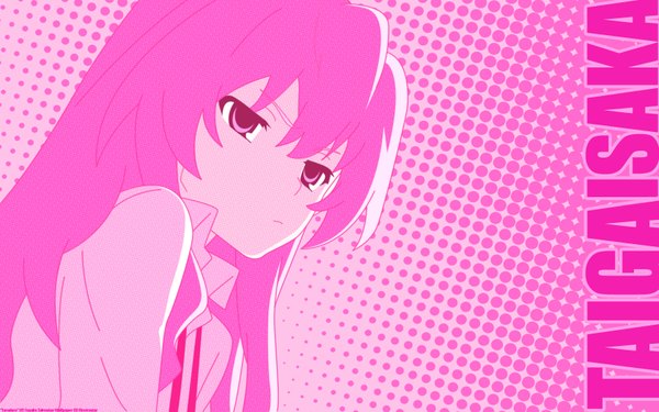 Anime picture 1680x1050 with toradora j.c. staff aisaka taiga wide image pink background