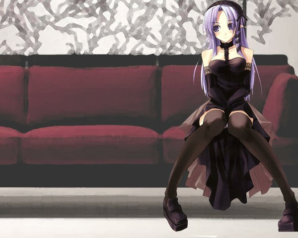 Anime picture 1280x1024 with fate (series) fate/stay night studio deen type-moon caster shingo (missing link) pantyshot sitting