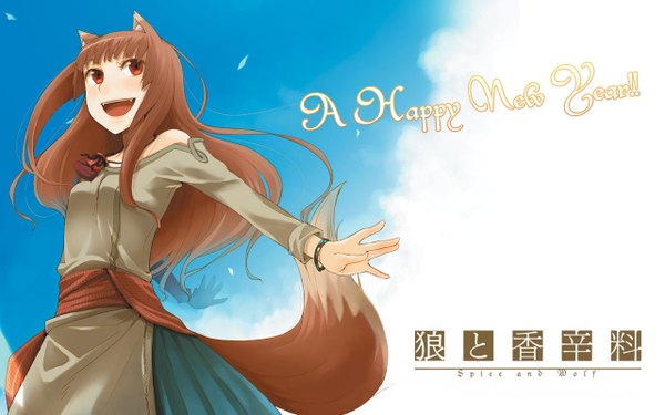 Anime picture 1280x800 with spice and wolf horo wide image new year