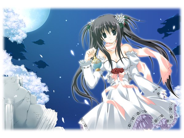 Anime picture 1600x1200 with korie riko long hair black hair twintails aqua eyes