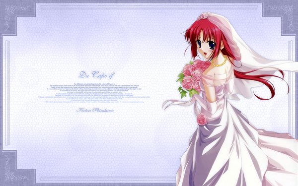 Anime picture 1920x1200 with da capo shirakawa kotori highres wide image wedding dress wedding dress