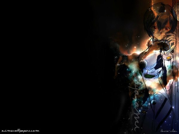 Anime picture 1024x768 with neon genesis evangelion gainax ayanami rei black background tagme