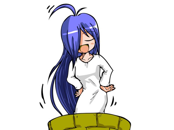Anime picture 1600x1200 with the ring yamamura sadako single fringe white background blue hair ahoge hair over one eye girl