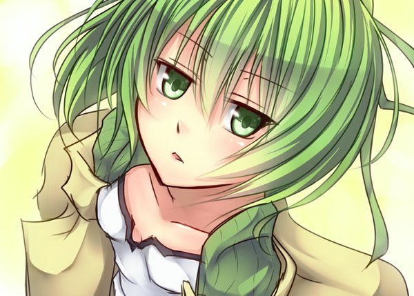 Anime picture 1000x715 with yu-gi-oh! shintani tsushiya single long hair looking at viewer green eyes green hair girl