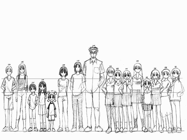 Anime picture 1024x768 with azumanga daioh yotsubato j.c. staff white background group girl