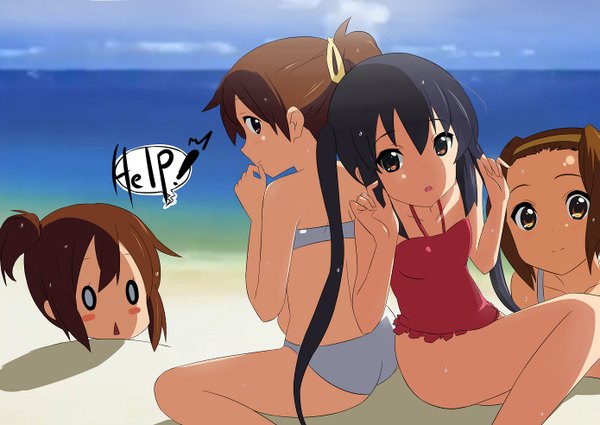 Anime picture 1389x984 with k-on! kyoto animation hirasawa yui nakano azusa tainaka ritsu hirasawa ui