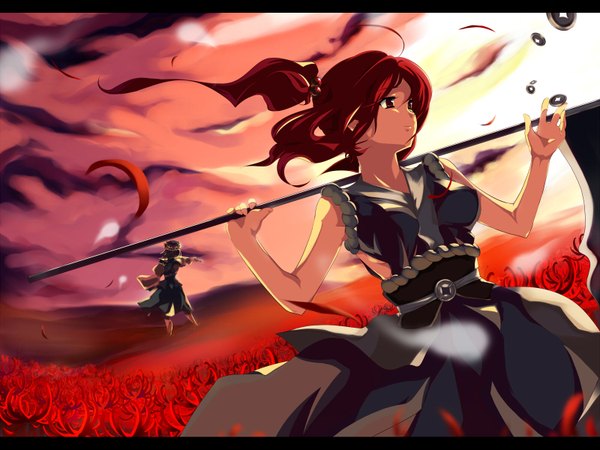 Anime picture 1600x1200 with touhou onozuka komachi shikieiki yamaxanadu tagme (artist) girl scythe