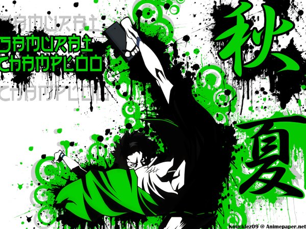 Anime picture 1600x1200 with samurai champloo mugen (samurai champloo) green background multicolored boy