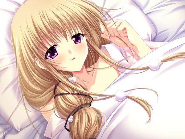 Anime picture 1024x768 with sara sara sasara shiratae aya long hair blonde hair game cg pink eyes girl