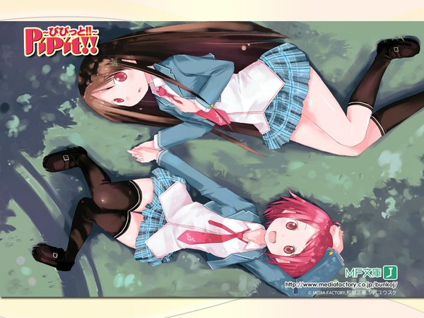 Anime picture 1024x768 with zettai ryouiki thighhighs uniform school uniform tagme