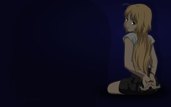 Anime picture 1920x1200 with canaan type-moon oosawa maria long hair highres open mouth blonde hair wide image looking back dark background girl