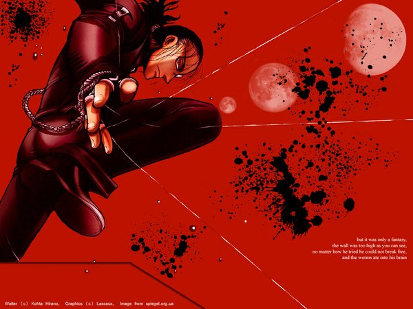 Anime picture 1024x768 with hellsing red background tagme