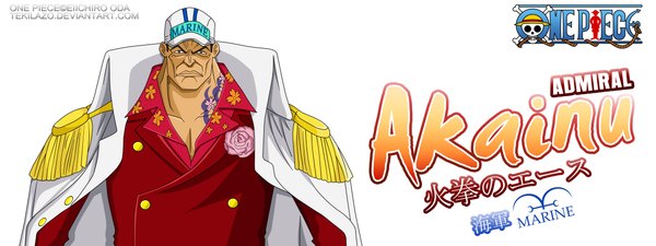 Anime picture 4776x1794 with one piece toei animation sakazuki (akainu) tekilazo single highres short hair brown hair wide image white background inscription grey eyes tattoo coloring hieroglyph vector boy flower (flowers) rose (roses) flat cap