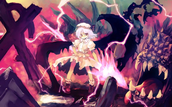 Anime picture 1600x1000 with touhou remilia scarlet wide image girl
