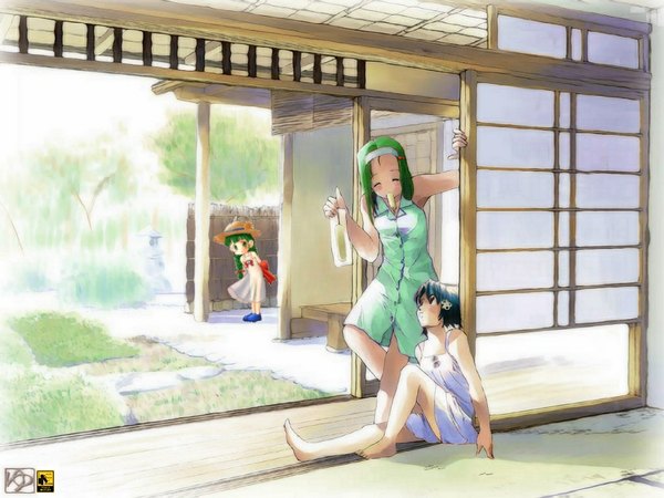 Anime picture 1024x768 with os-tan group sliding doors shouji tagme