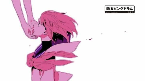 Anime picture 1280x720 with tagme (artist) single short hair simple background wide image white background pink hair profile wind girl bow serafuku hands