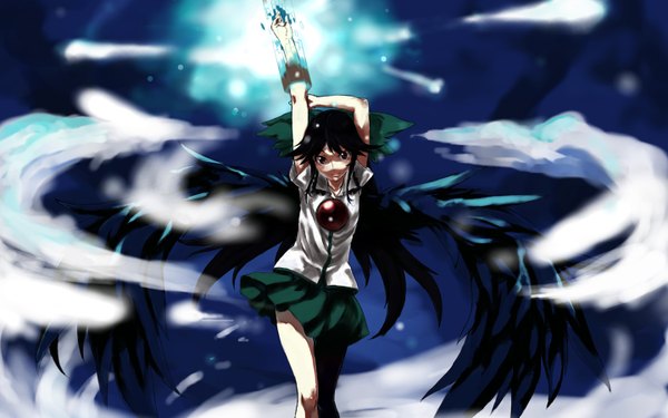 Anime picture 1440x900 with touhou reiuji utsuho tagme (artist) wide image arm cannon girl