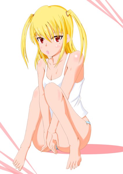 Anime picture 2480x3507 with maria holic shaft (studio) shidou mariya nagi haruka tall image highres open mouth light erotic blonde hair red eyes white background two side up otoko no ko girl boy