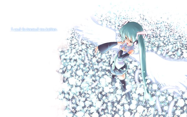 Anime picture 1920x1200 with vocaloid hatsune miku highres wide image ranguage engrish girl wings