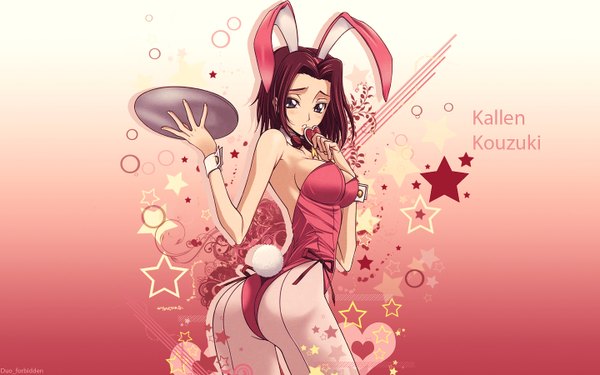 Anime picture 1440x900 with code geass sunrise (studio) kallen stadtfeld light erotic wide image bunny girl girl bunnysuit