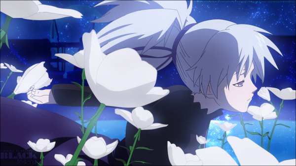 Anime picture 1280x720 with darker than black studio bones yin (darker than black) wide image girl flower (flowers)