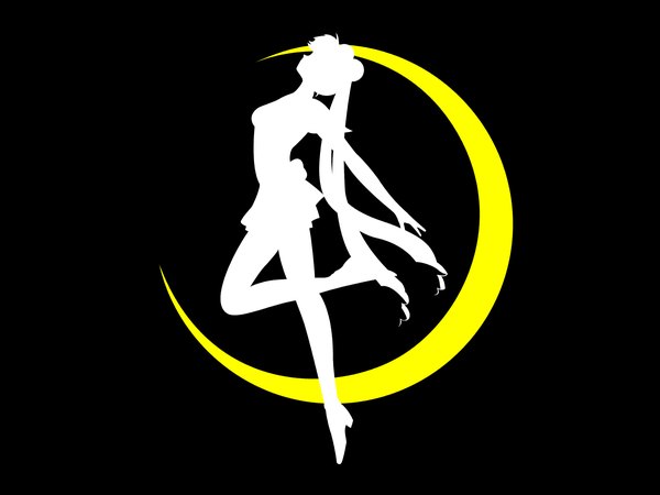 Anime picture 1600x1200 with bishoujo senshi sailor moon toei animation tsukino usagi princess serenity black background silhouette logo moon