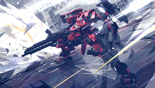 Anime picture 1200x684 with las91214 single wide image weapon gun huge weapon mecha
