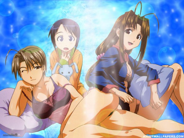 Anime picture 1024x768 with love hina narusegawa naru maehara shinobu konno mitsune light erotic girl pajamas
