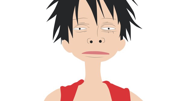 Anime picture 1920x1080 with one piece toei animation monkey d. luffy kiro (mieru) single looking at viewer fringe highres short hair open mouth black hair simple background hair between eyes wide image white background scar flat color boy