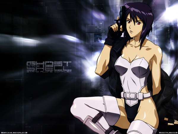 Anime picture 1600x1200 with ghost in the shell production i.g kusanagi motoko light erotic gun gits