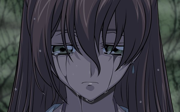 Anime picture 1920x1200 with code geass sunrise (studio) shirley fenette highres wide image tears close-up rain vector crying