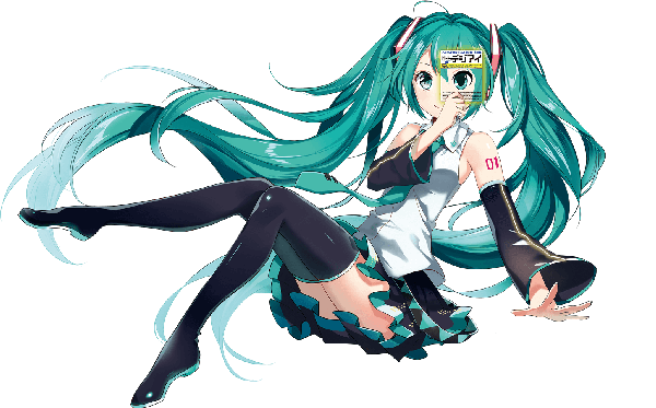 Anime picture 1550x966 with vocaloid hatsune miku yuzuki kihiro single looking at viewer fringe wide image twintails holding green eyes full body very long hair green hair light smile transparent background reclining girl thighhighs dress hair ornament
