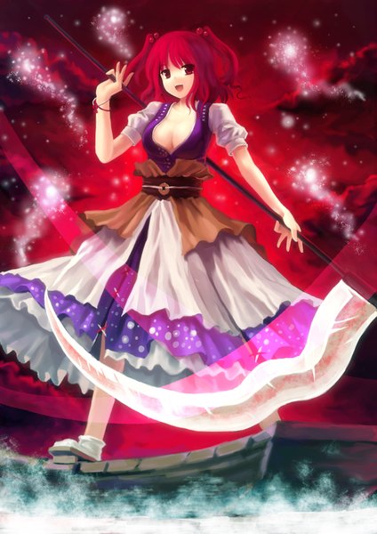 Anime picture 2480x3508 with touhou onozuka komachi tall image highres red eyes twintails red hair girl belt scythe