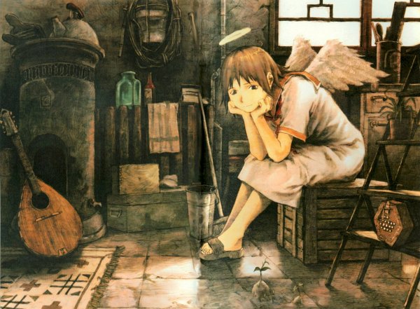 Anime picture 1364x1004 with haibane renmei rakka (haibane) girl tagme