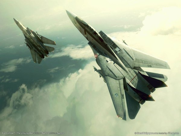 Anime picture 1152x864 with ace combat ace combat 5 namco (studio) sky cloud (clouds) game aircraft airplane jet f-14