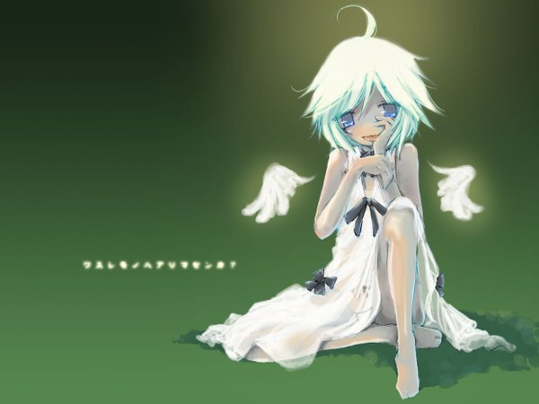 Anime picture 1280x960 with single simple background angel wings dress wings