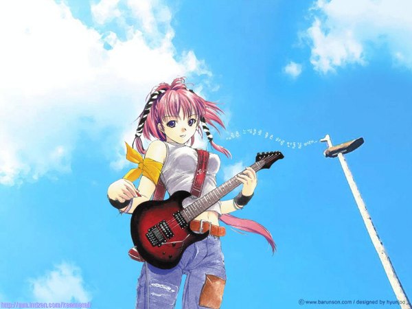 Anime picture 1280x960 with sky guitar tagme