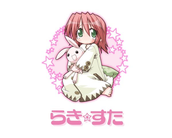 Anime picture 1280x1024 with lucky star kyoto animation kobayakawa yutaka short hair simple background green eyes chibi girl animal bunny