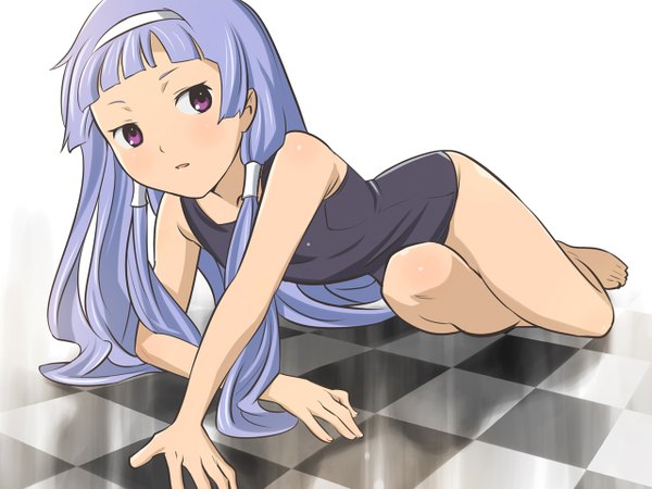 Anime picture 1280x960 with kannagi nagi (kannagi) hino kahoru swimsuit one-piece swimsuit school swimsuit