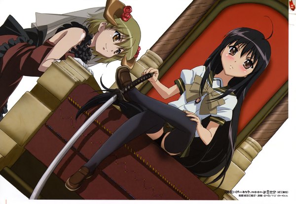 Anime picture 4041x2796 with shakugan no shana j.c. staff shana yoshida kazumi highres pantyshot pantyshot sitting girl underwear panties sword
