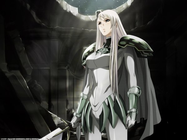 Anime picture 2048x1536 with claymore madhouse galatea highres signed wallpaper armor cape
