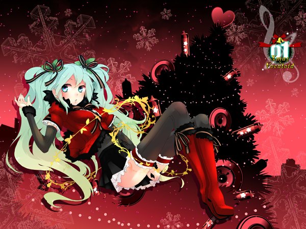 Anime picture 1067x800 with vocaloid hatsune miku christmas girl tagme